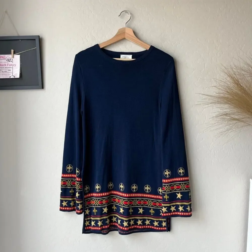 Camilla Jacquard Bamboo Knit Relaxed Tunic Sweater in‎ Costume Party Size XS